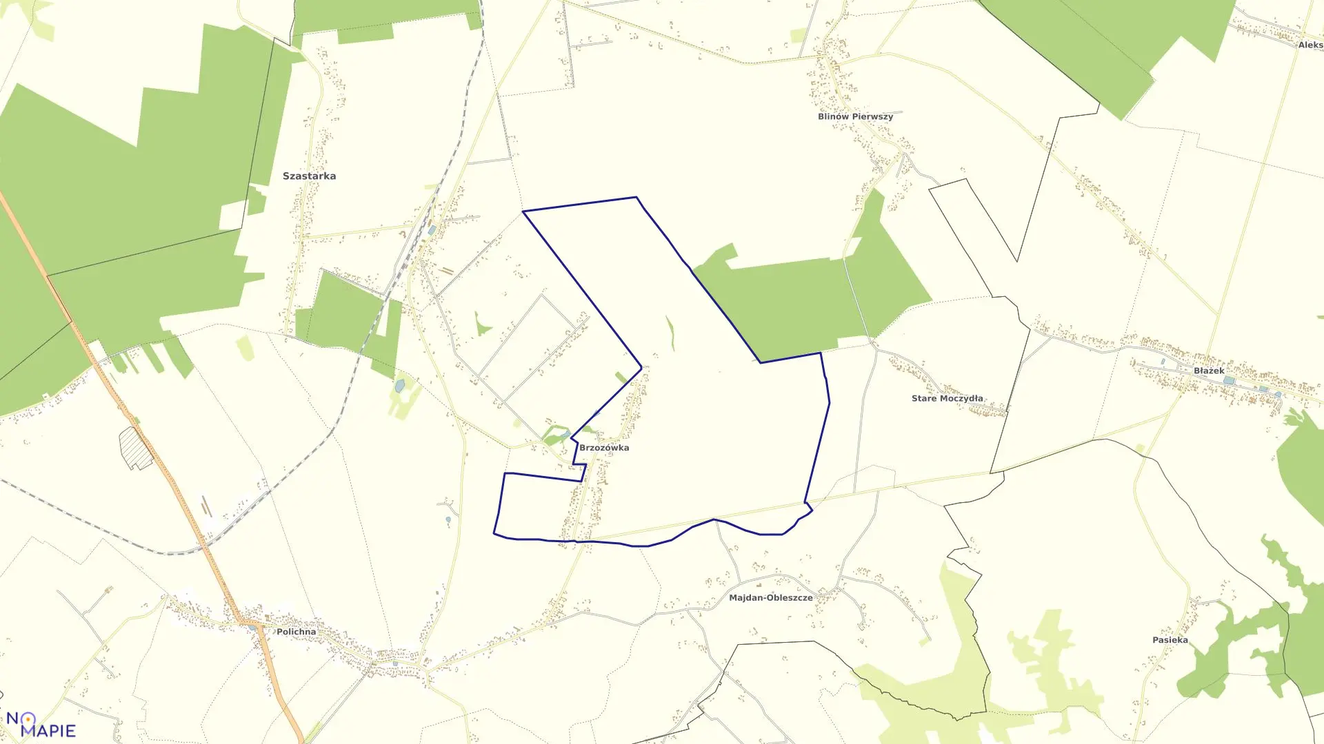 Mapa obrębu BRZOZÓWKA w gminie Szastarka