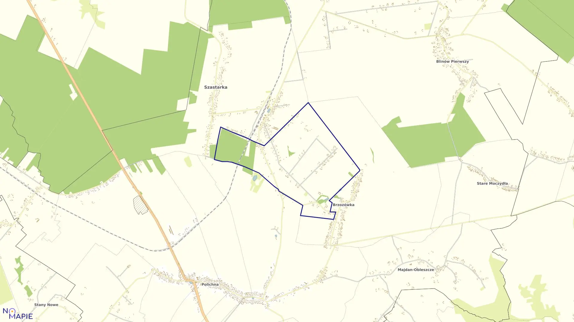 Mapa obrębu BRZOZÓWKA KOLONIA w gminie Szastarka