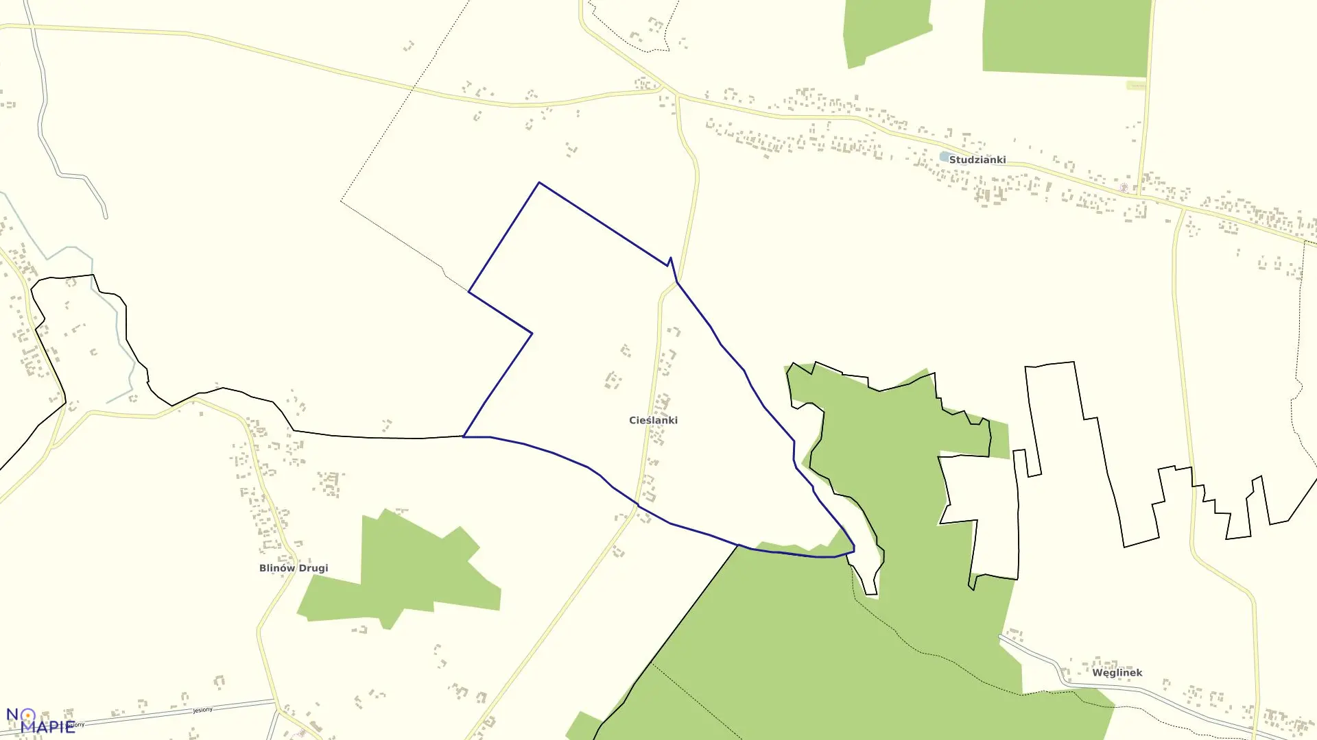Mapa obrębu CIEŚLANKI w gminie Szastarka