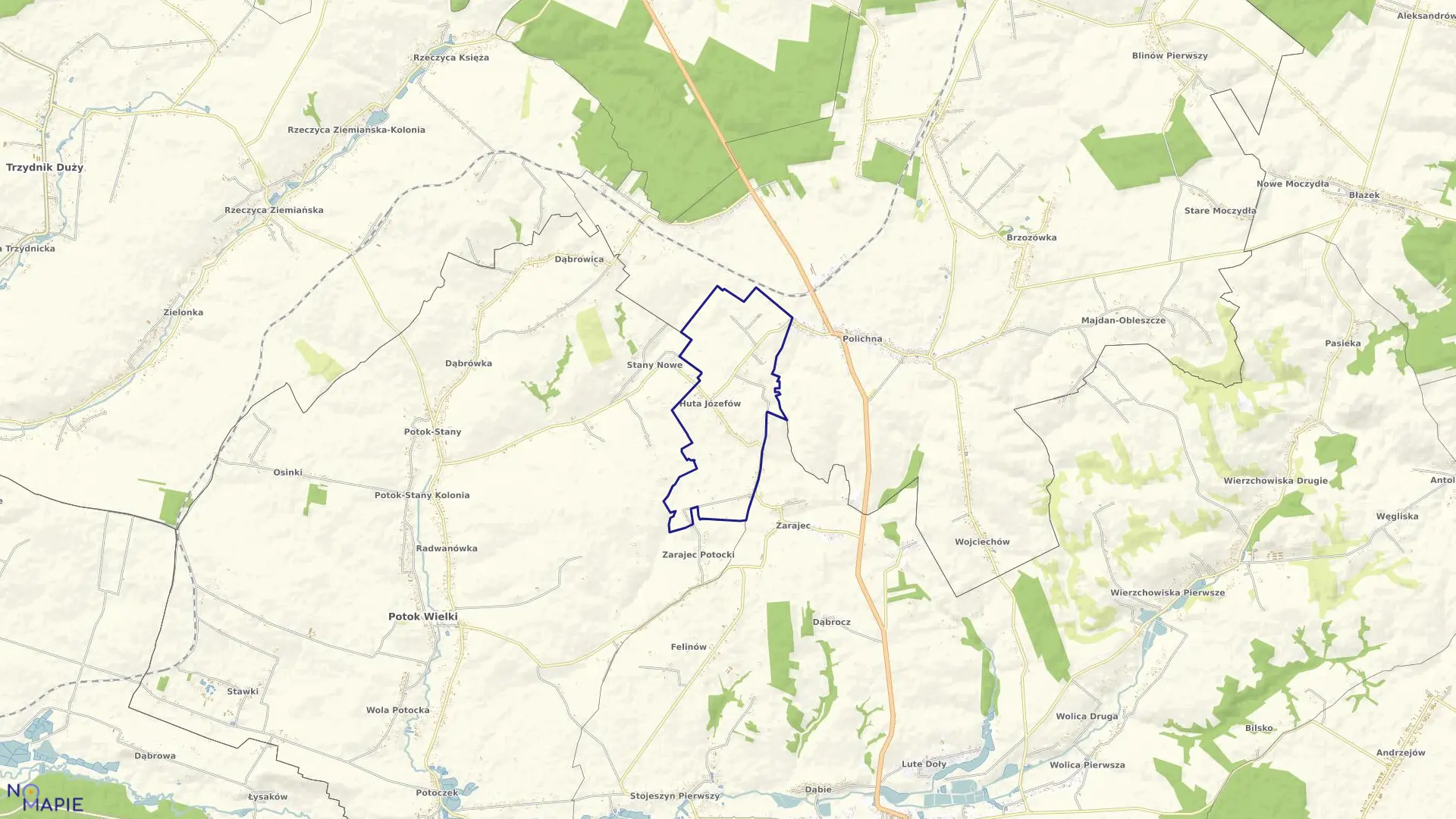 Mapa obrębu HUTA JÓZEFÓW w gminie Szastarka