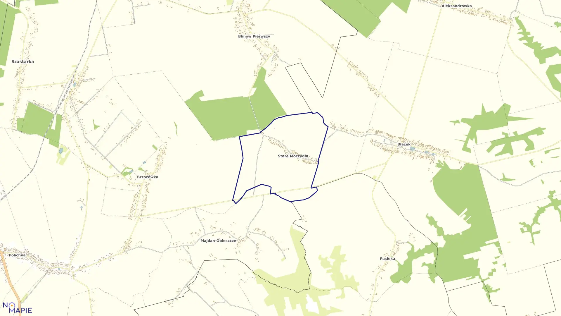 Mapa obrębu MOCZYDŁA STARE w gminie Szastarka