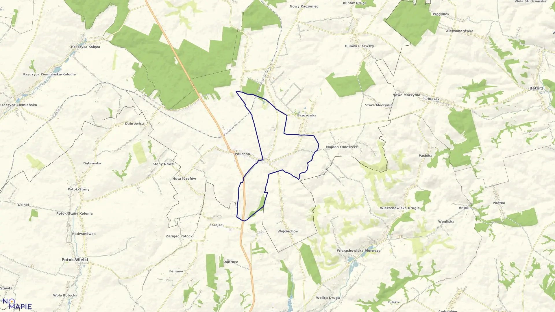 Mapa obrębu POLICHNA CZWARTA w gminie Szastarka